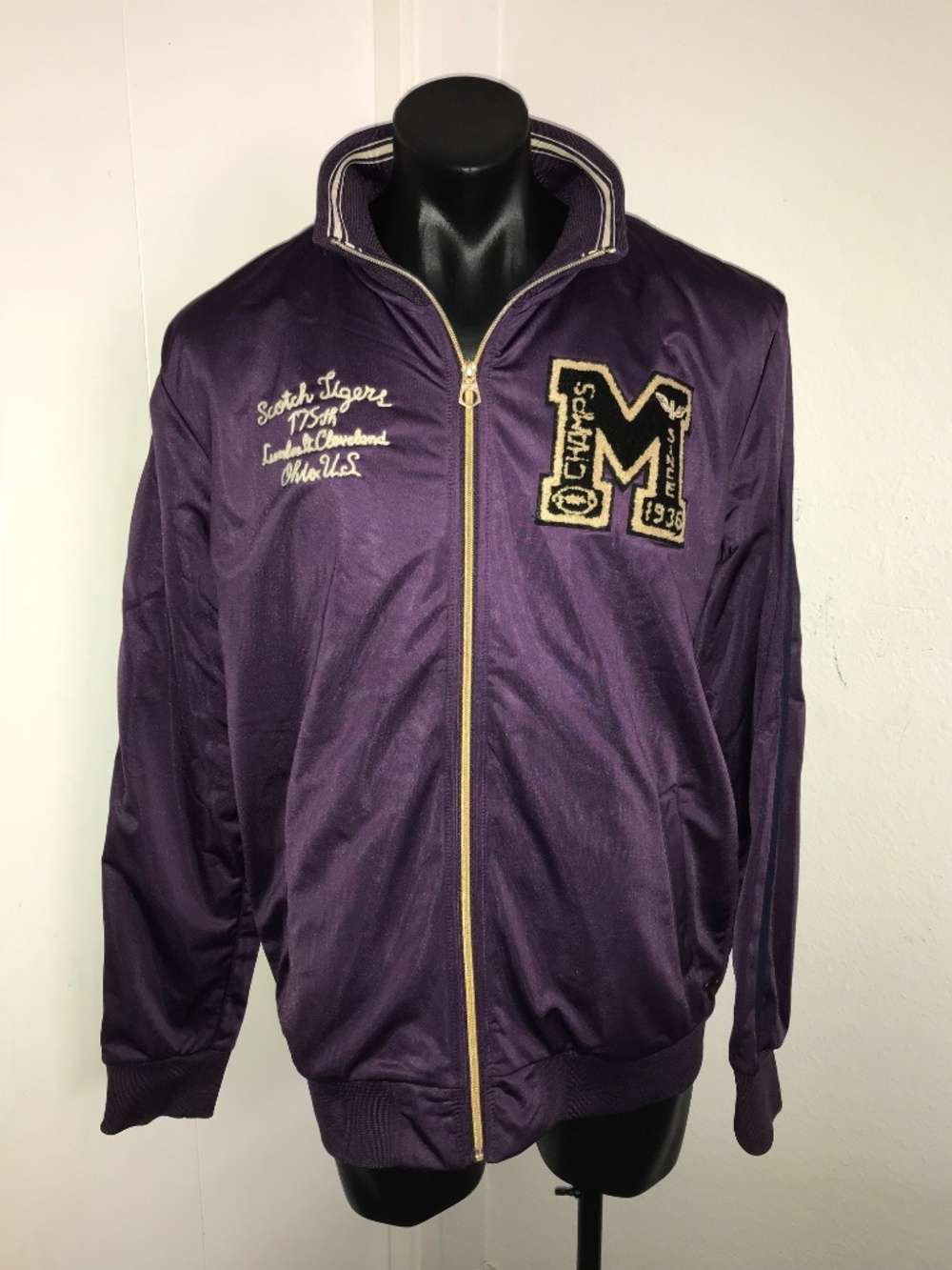 Scotch & Soda Scotch Players Varsity Bomber Jacket Purple Men’s Size XXL
